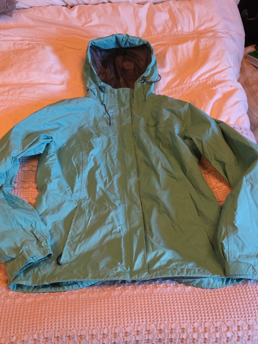 Light Teal Columbia Hooded  Jacket Size Lg